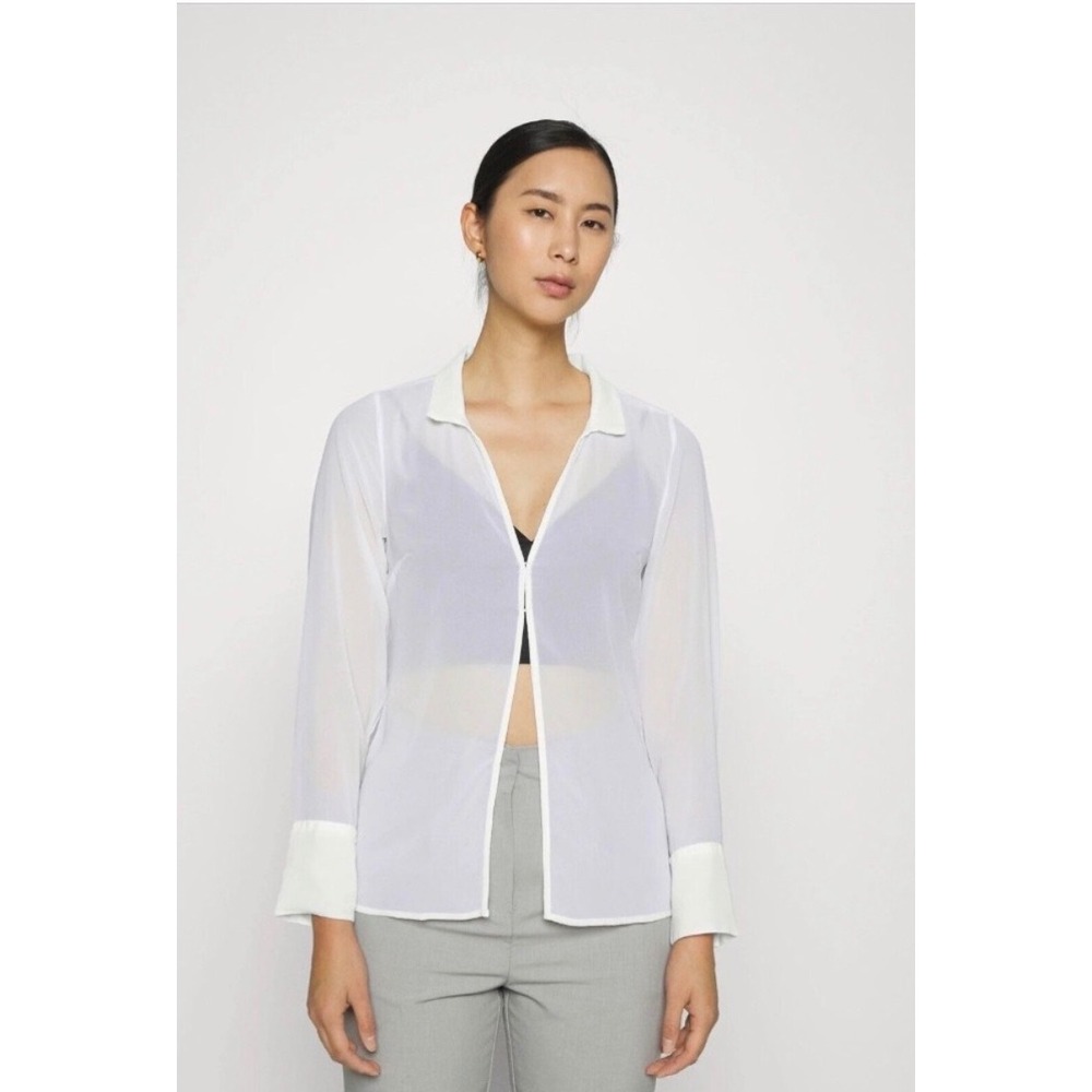 Abercrombie White Sheer Long Sleeve Top